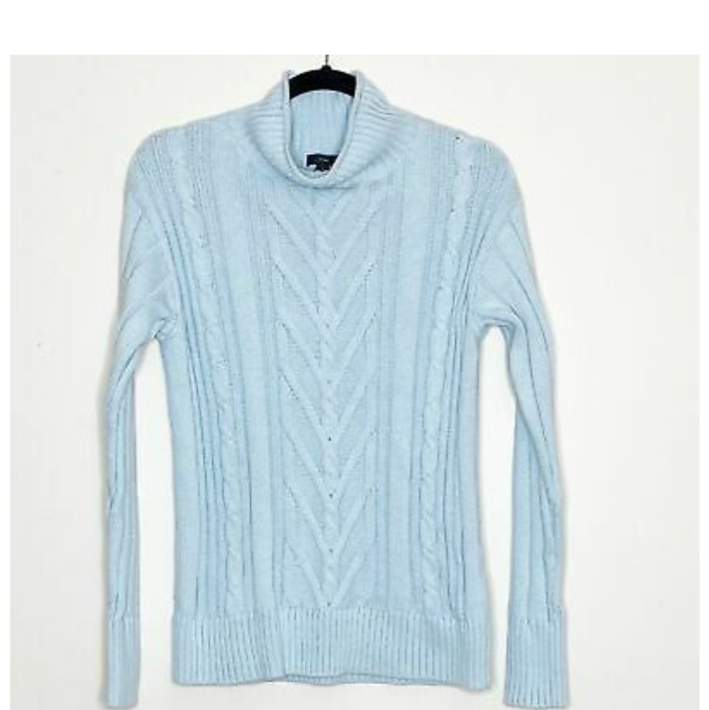 J. CREW BLUE CABLE KNIT SWEATER SIZE SMALL - Picture 9 of 10